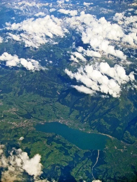 Lago Sarnersee Veduta Aerea Svizzera Cantone Obwalden — Foto Stock