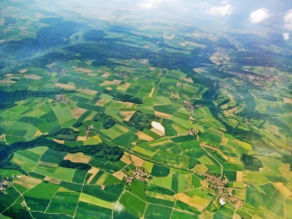 Havadan görünümü - alanlar ve tarım arazisi — Stok fotoğraf