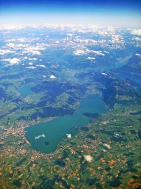 Göl Zug / Zugersee, İsviçre - havadan görünümü