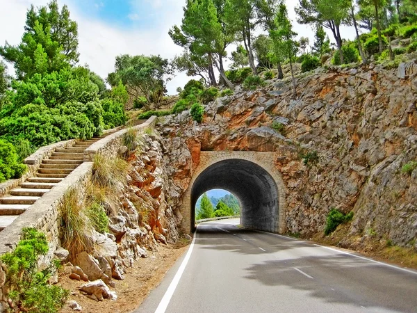 Route et tunnel en zone de montagne — Photo