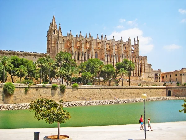Palma Mallorca Spanyolország 2008 Június Katedrális Seu Első Nézd Parc — Stock Fotó