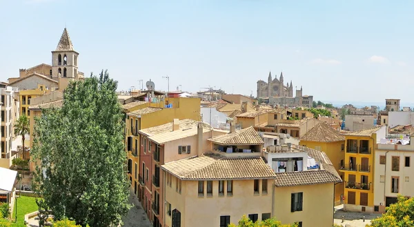 Bağlantı noktası de Palma, liman ve Palma de Mallorca — Stok fotoğraf