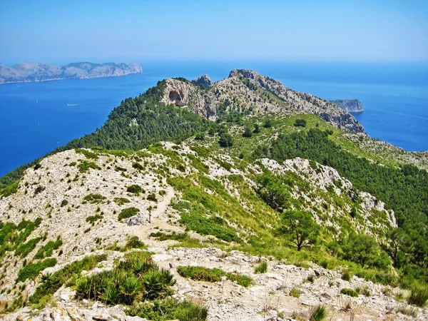 Mountain Crest Ocean View Bay Pollenca Peninsula Formentor View Peninsula — Stock Photo, Image