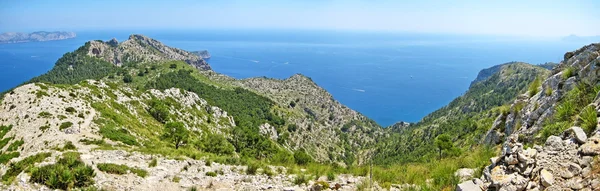 Mountain Crest Panorama Ocean View Bay Pollenca Peninsula Formentor View — Stock Photo, Image