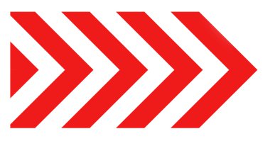 Red and white striped arrow road sign clipart