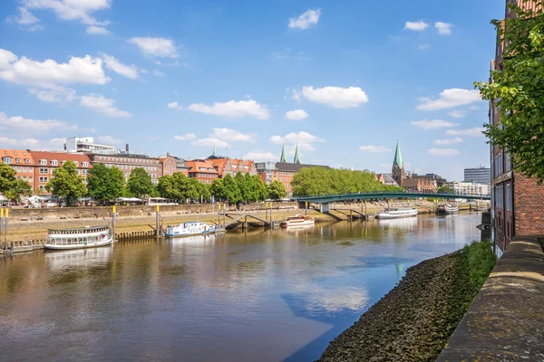 Bremen stadsbilden, vy från Weserburg-museum — Stockfoto