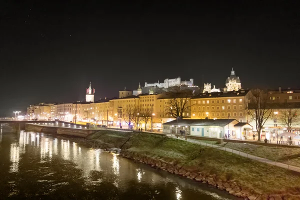 Castelo Hohensalzburg, Salzburgo à noite — Fotografia de Stock