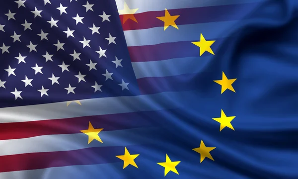 США ЄС - прапори в поєднанні Ліцензійні Стокові Зображення