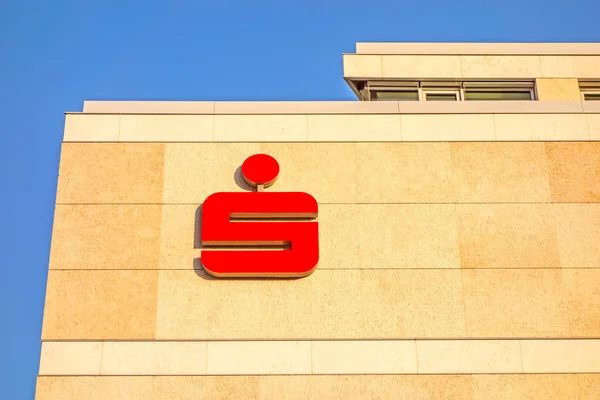 German banks - Sparkassen logo / sign on building facade — Stock Photo, Image