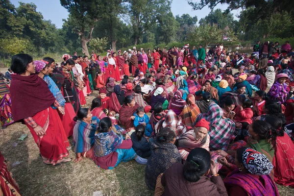 Danse traditionnelle des femmes Taru au Népal — Photo