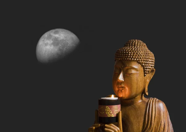 Meditation av buddha i månskenet — Stockfoto