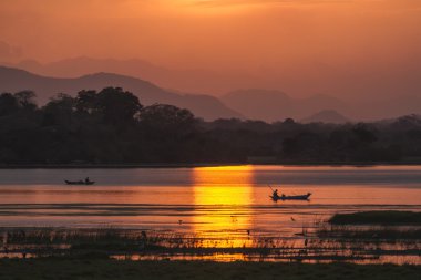 Balıkçı Arugam defne göl günbatımı, Sri Lanka