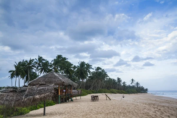 Grass hut in paradise wild beach — Stock Photo, Image