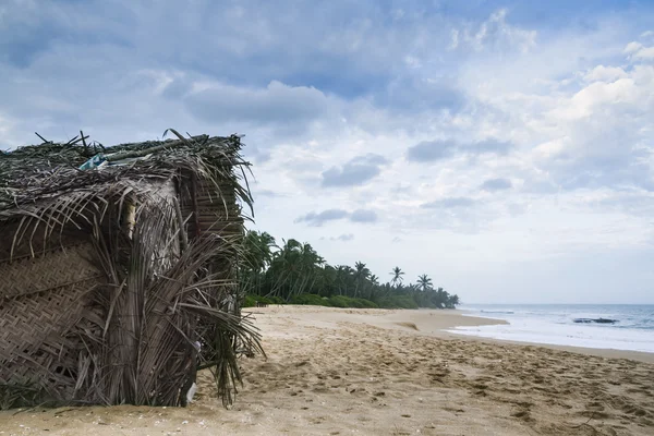 Grass hut in paradise wild beach — Stock Photo, Image