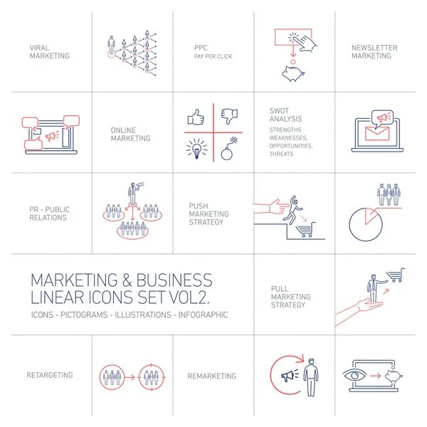 Marketing vectorial e iconos de negocios — Archivo Imágenes Vectoriales