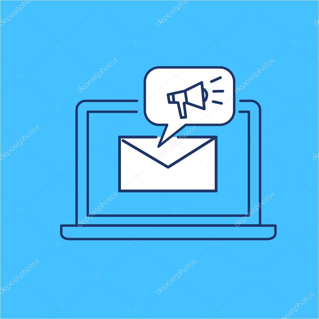 Conceptual Vector Newsletter Icon Of Marketing Communication Strategy With Megaphone On Computer Screen Modern Flat Design Marketing And Business Linear Illustration And Infographic Concept On Blue Background Premium Vector In Adobe Conceptual Vector Newsletter Icon Of Marketing Communication Strategy With Megaphone On Computer Screen Modern Flat Design Marketing And Business Linear Illustration And Infographic Concept On Blue Background Premium Vector In Adobe