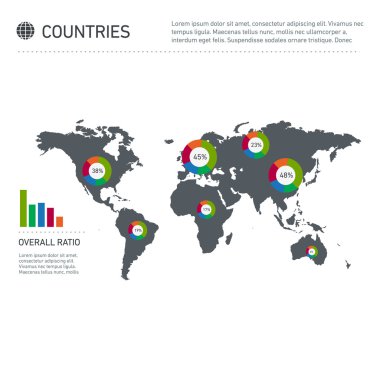 Kavramsal Infographic dünya çapında ülkeler harita  
