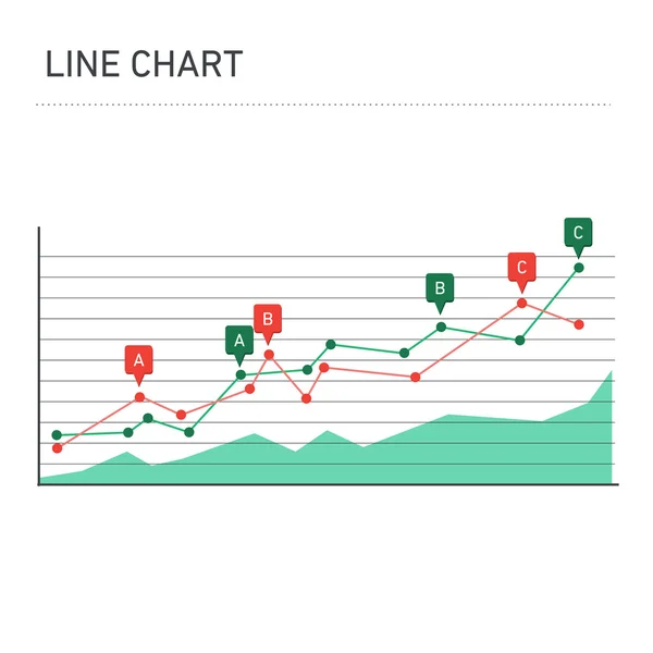 Концептуальная инфографическая линия и диаграмма области — стоковый вектор