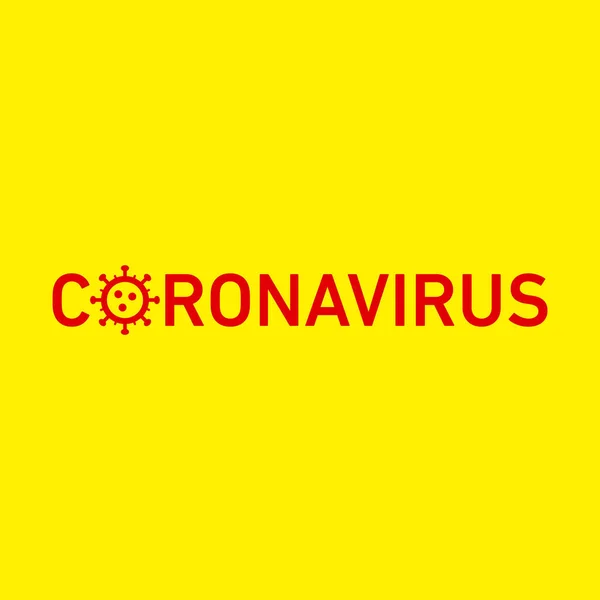 Coronavirus图标和文字 Covid 19病毒载体概念图解 黄底红底平面设计图标 — 图库矢量图片#