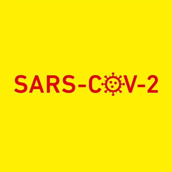 Sars Cov 2图标 Covid 19病毒载体概念图解 黄底红底平面设计图标 — 图库矢量图片#