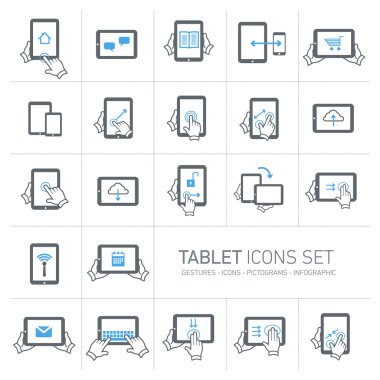 Tablet ve jestleri Icons set