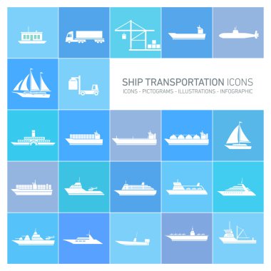 Gemi taşımacılığı Icons set