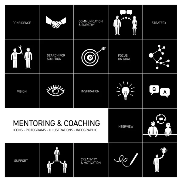 Coaching icons and pictograms — Stock Vector