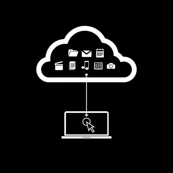 Anteckningsboken cloud computing — Stock vektor