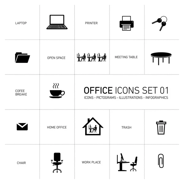 Vektör ofis ve bussines Icons set — Stok Vektör