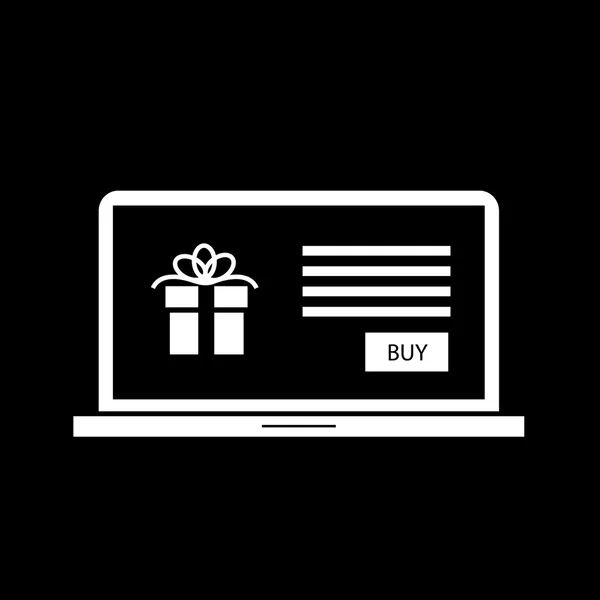 Gift on eshop on laptop — Stock Vector