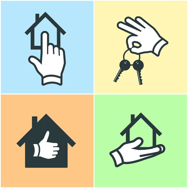 Real estate gesture icons set — Stock Vector