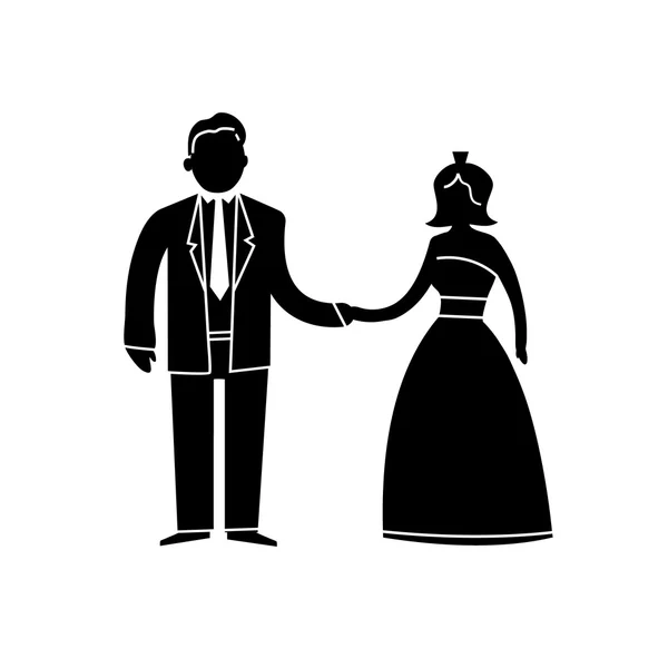 Just married couple icon — Stock Vector