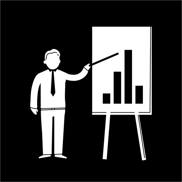 Ikonen för affärsman presentera diagram — Stock vektor