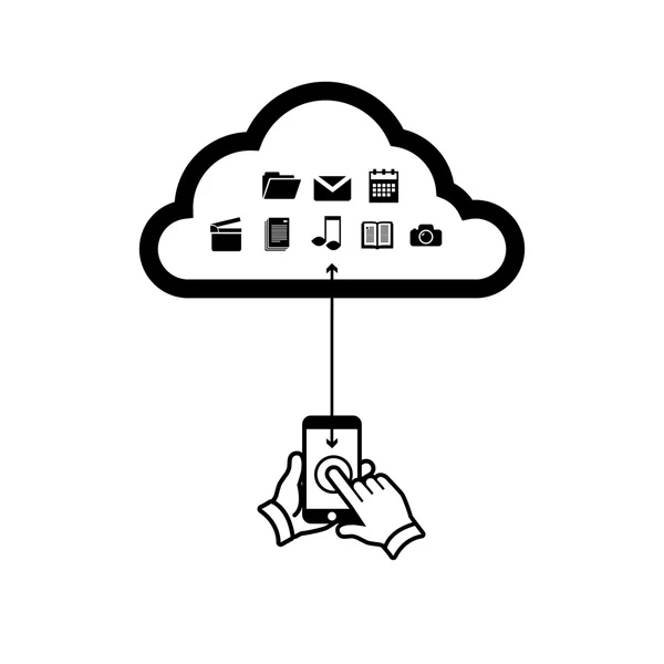 Computación en nube de teléfono — Vector de stock