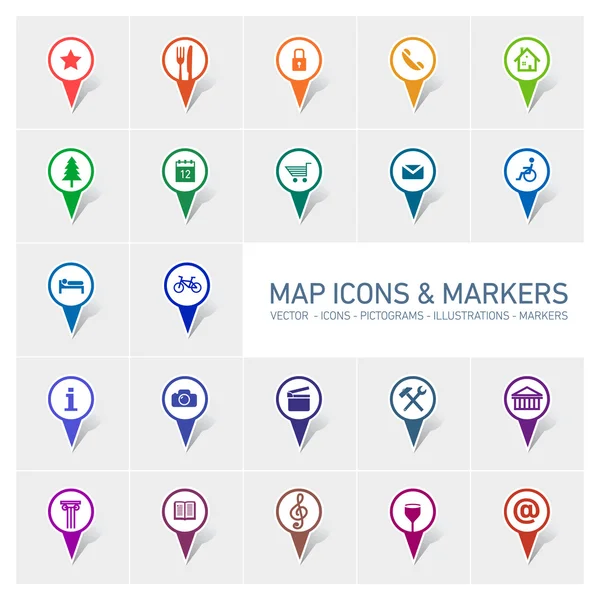 Symbole und Marker gesetzt — Stockvektor
