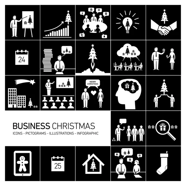 Christmas business icons set — Stock Vector