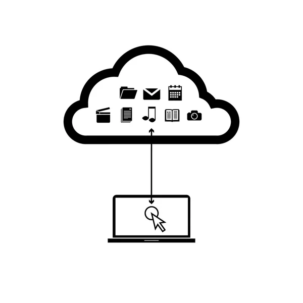 Computación en nube portátil — Vector de stock