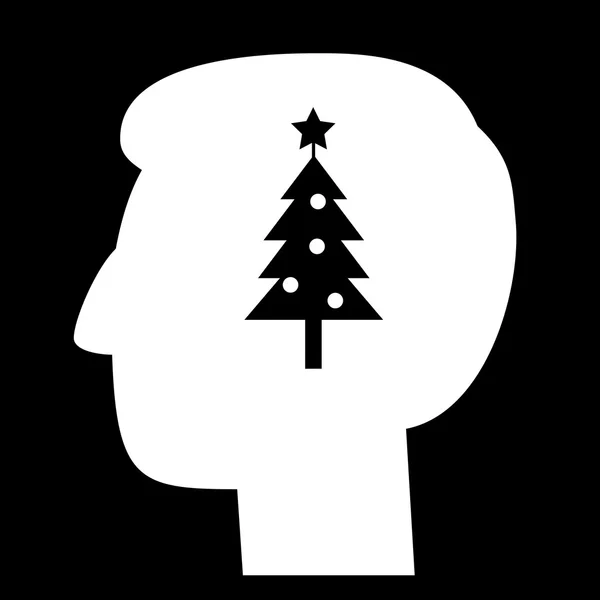 Christmas in head icon — Stock Vector