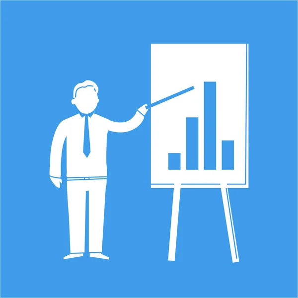 Icon of businessman presenting graph — Stock Vector