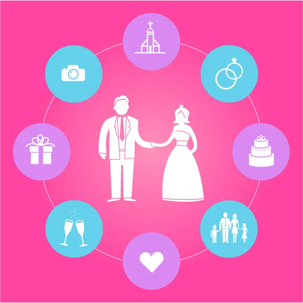 Icônes et pictogrammes de mariage — Image vectorielle