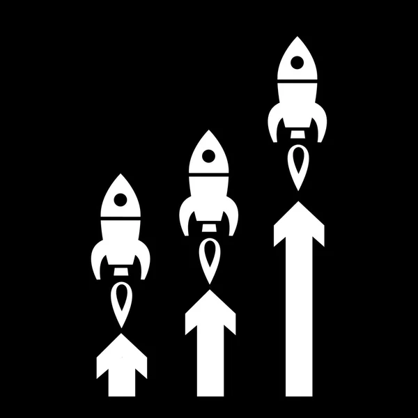 Rockets launching graph — Stock Vector