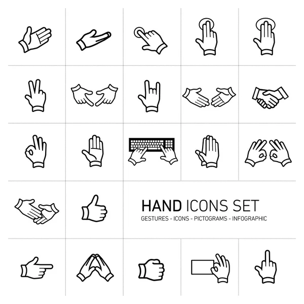 Conjunto de iconos de mano — Vector de stock