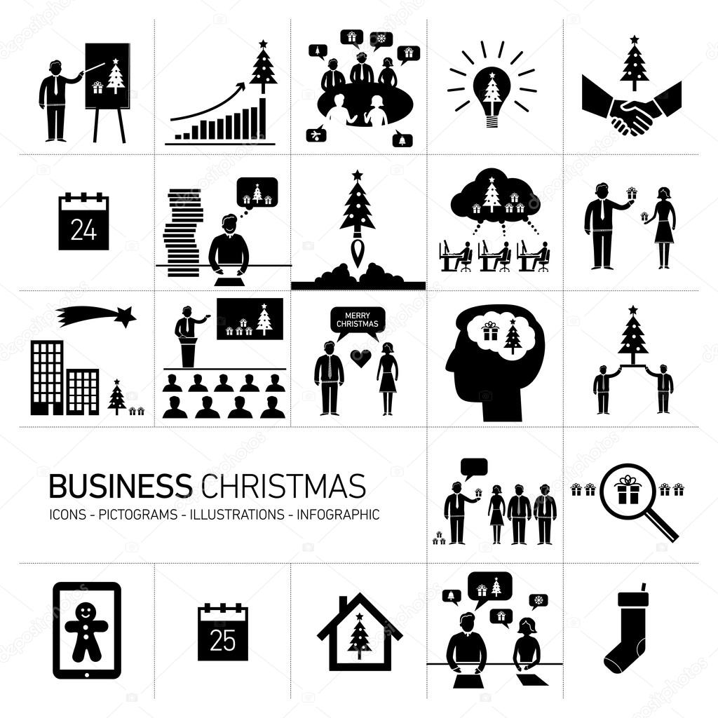 Christmas business icons set