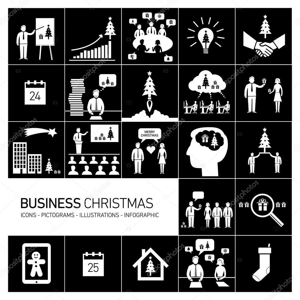 Christmas business icons set