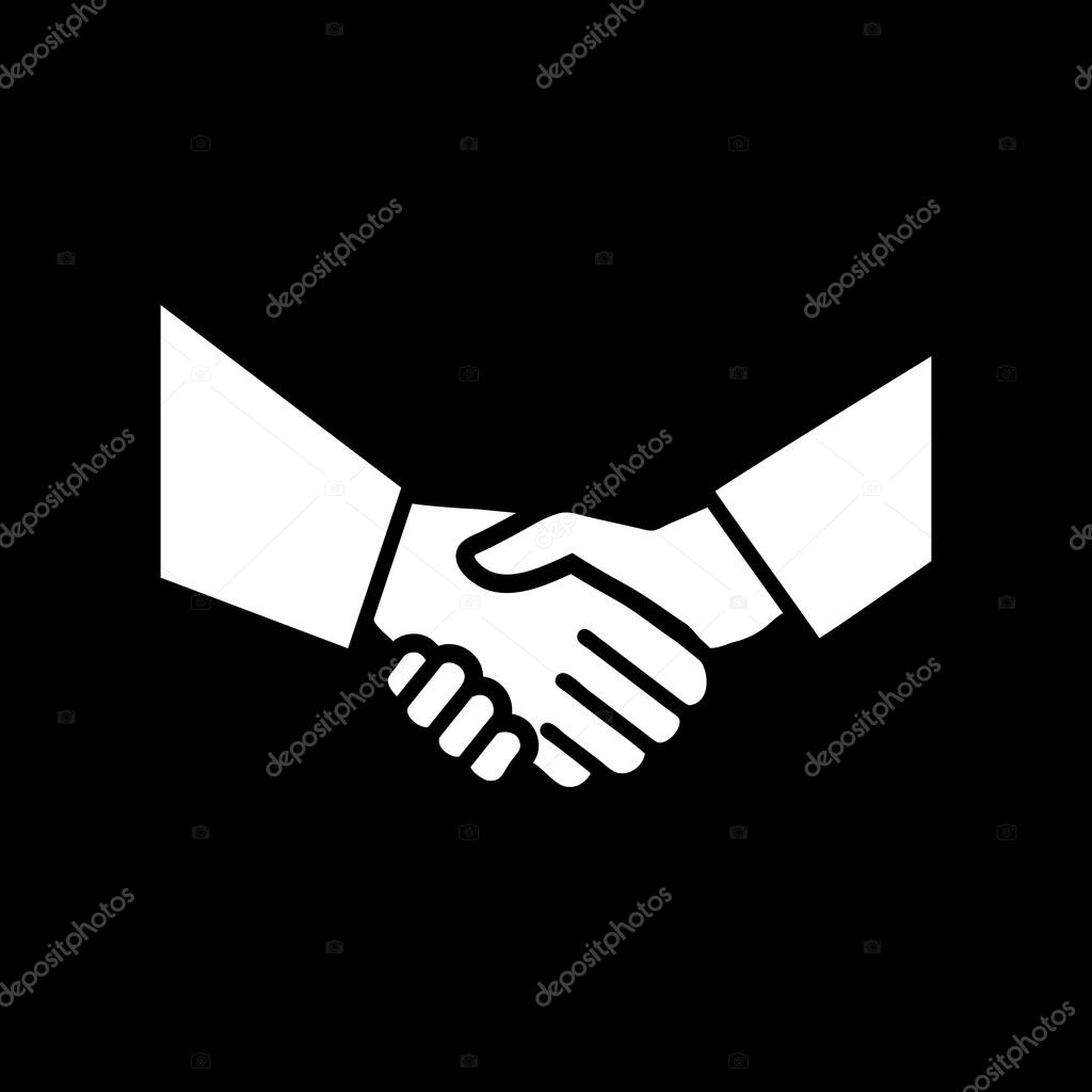 Handshake chalk white icon on black background Vector Image