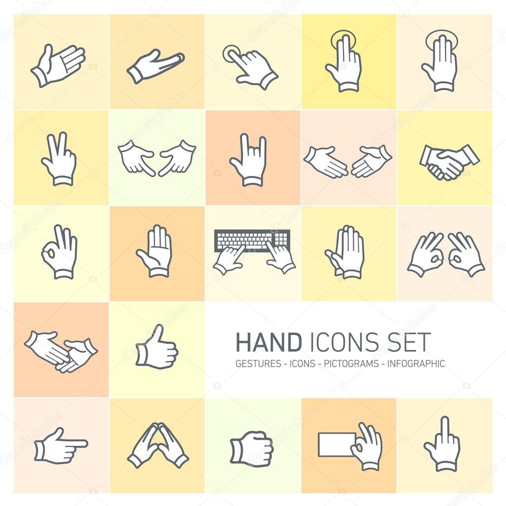 Hand icons set