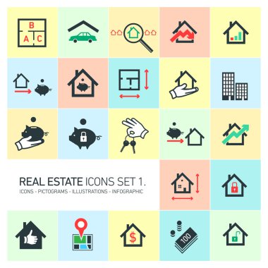 Real estate icons set clipart