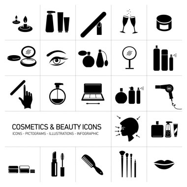 Kozmetik ve güzellik Icons set