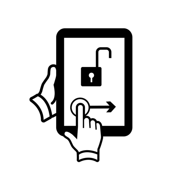 Tablet icon unlock gesture — Stock Vector