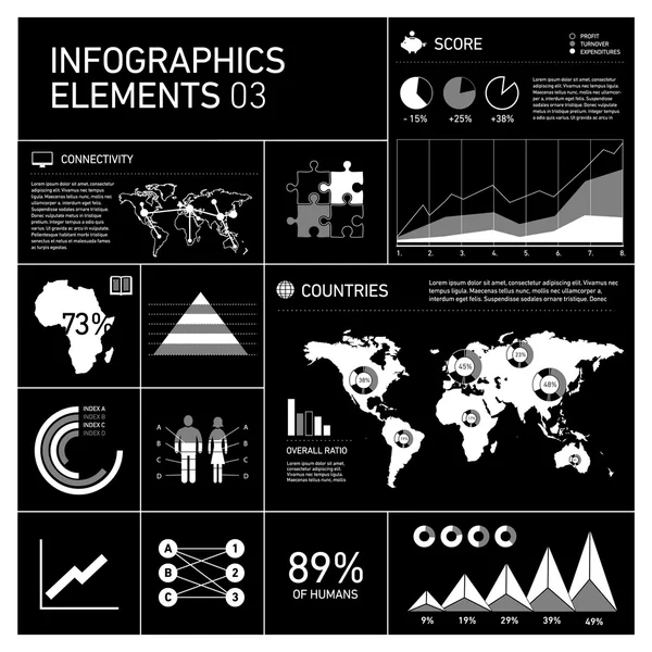 Infographic prvky na černém pozadí — Stockový vektor